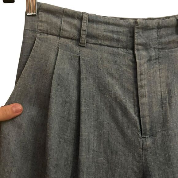 Alice + Olivia Women’s Chambray Pompey Gaucho Linen Blend Relax Loose Long Pants - Picture 2 of 8